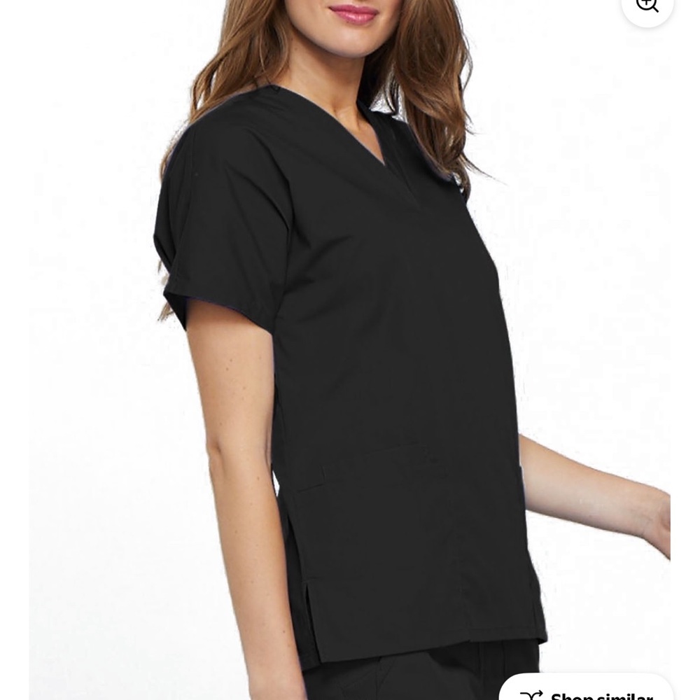 Classic Black Women's Short Sleeve Scrub Top